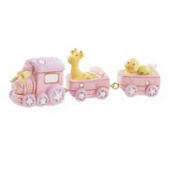 Taarttopper Treintje Roze Polystone 9x2,5cm