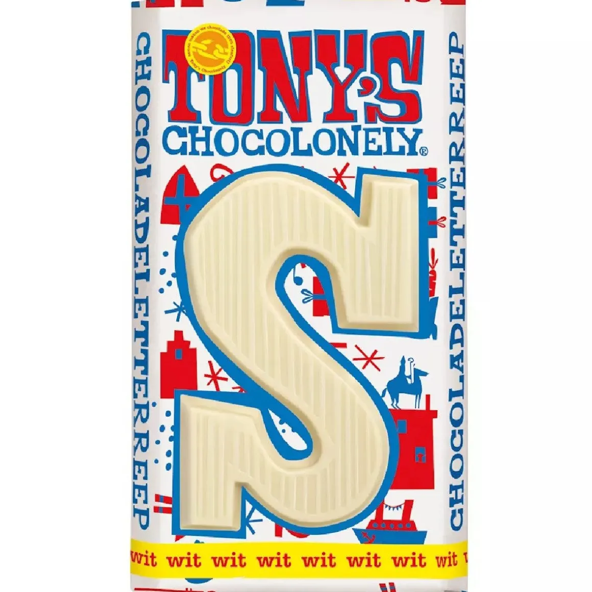 Tony's Chocolonely Letterreep Wit - S - 180g